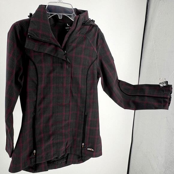 Kerrits Kids L Red and Grey Plaid Rain Coat - Picture 1 of 10